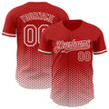 Custom Red-White Geometric Hexagonal Dot Gradient Authentic Baseball Jersey