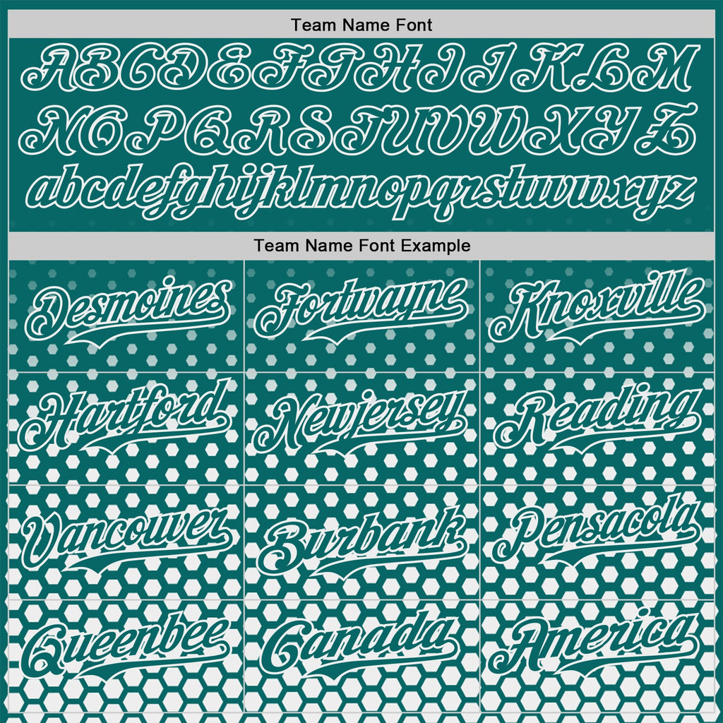 Custom Teal-White Geometric Hexagonal Dot Gradient Authentic Baseball Jersey