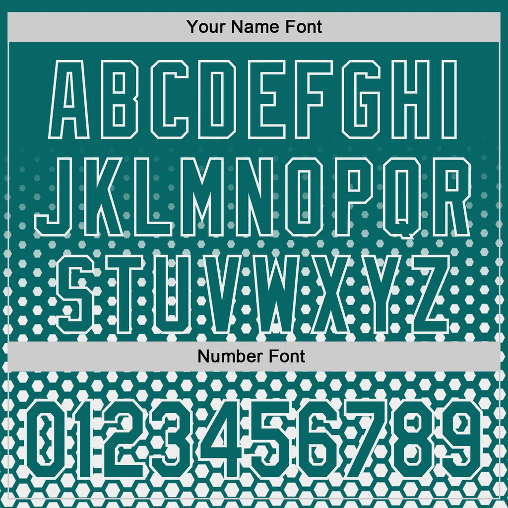 Custom Teal-White Geometric Hexagonal Dot Gradient Authentic Baseball Jersey