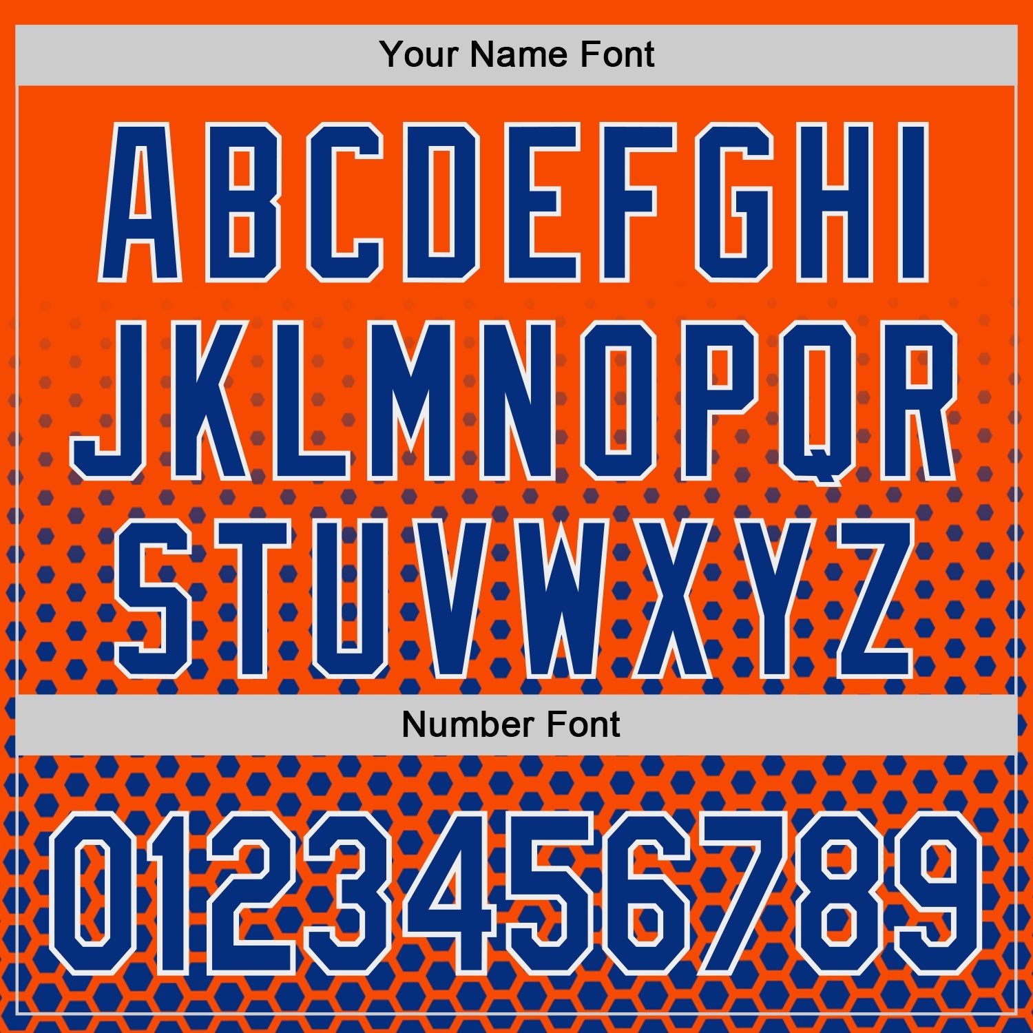Custom Orange Royal-White Geometric Hexagonal Dot Gradient Authentic Baseball Jersey
