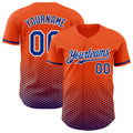 Custom Orange Royal-White Geometric Hexagonal Dot Gradient Authentic Baseball Jersey