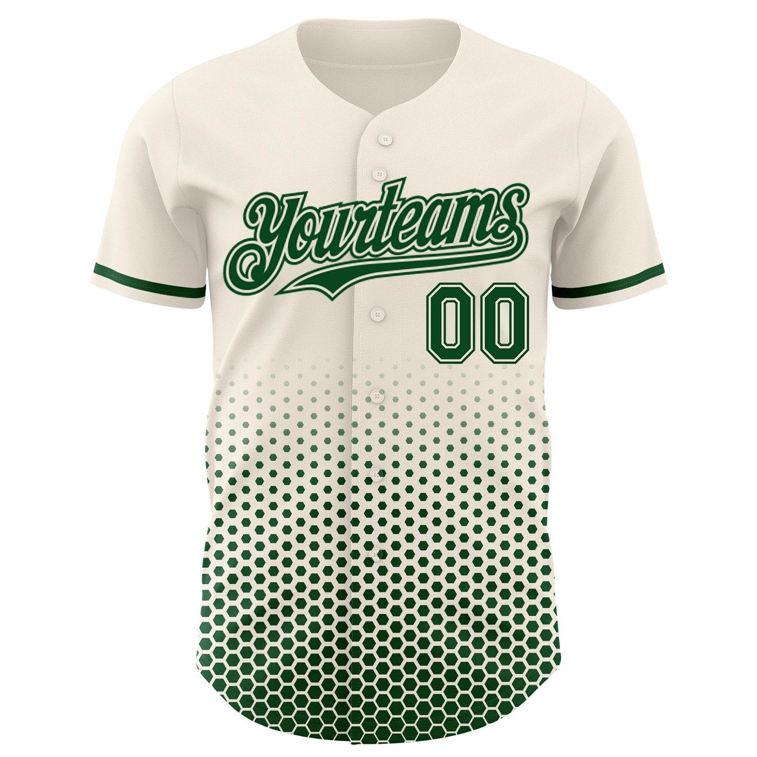 Custom Cream-Green Geometric Hexagonal Dot Gradient Authentic Baseball Jersey
