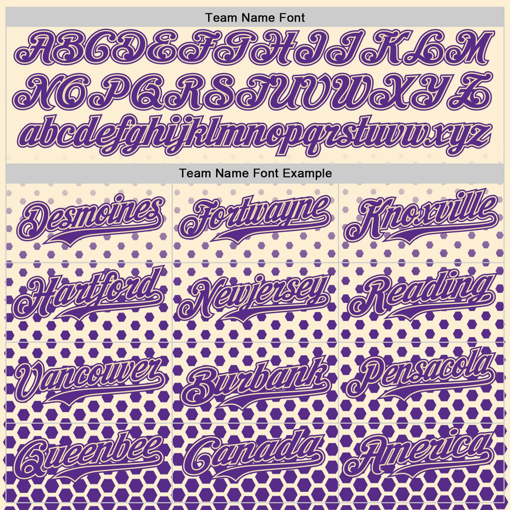 Custom Cream-Purple Geometric Hexagonal Dot Gradient Authentic Baseball Jersey