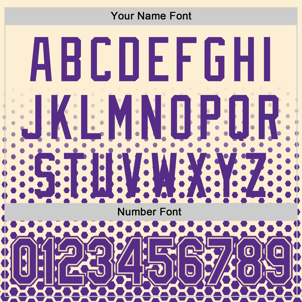 Custom Cream-Purple Geometric Hexagonal Dot Gradient Authentic Baseball Jersey