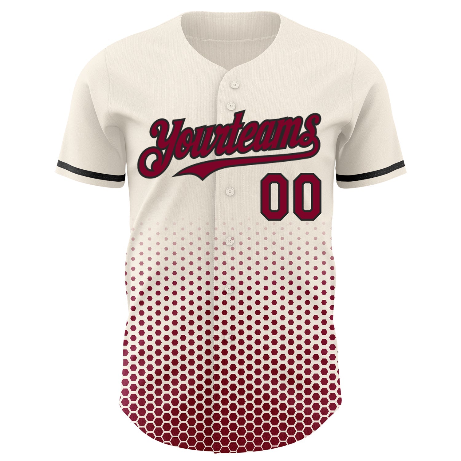 Custom Cream Maroon-Black Geometric Hexagonal Dot Gradient Authentic Baseball Jersey