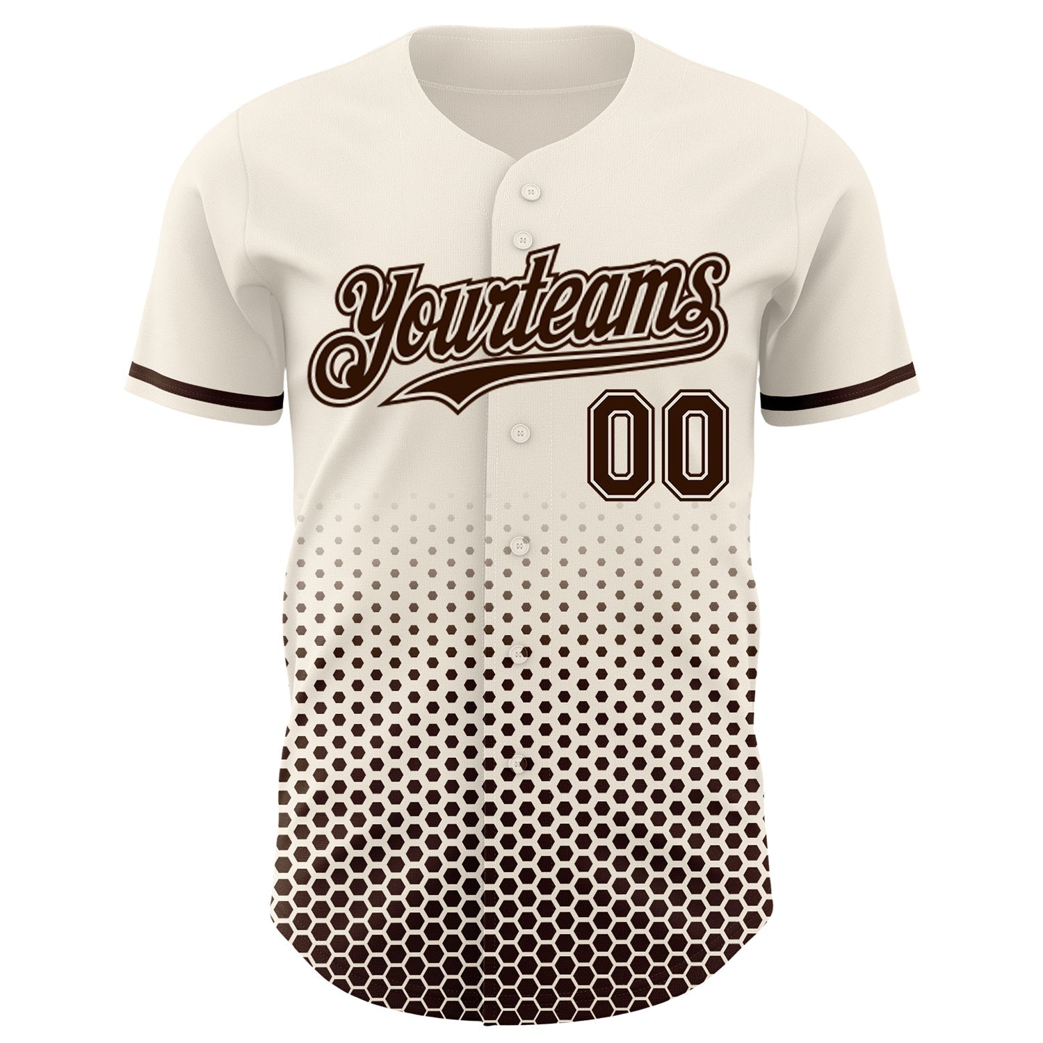 Custom Cream-Brown Geometric Hexagonal Dot Gradient Authentic Baseball Jersey
