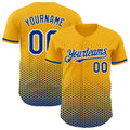 Custom Gold Royal-White Geometric Hexagonal Dot Gradient Authentic Baseball Jersey