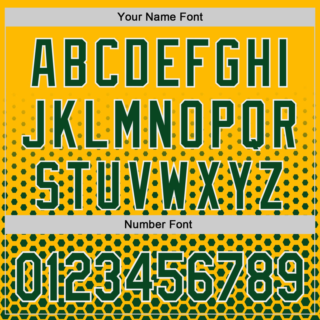 Custom Gold Green-White Geometric Hexagonal Dot Gradient Authentic Baseball Jersey