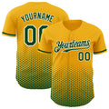 Custom Gold Green-White Geometric Hexagonal Dot Gradient Authentic Baseball Jersey