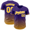 Custom Purple Gold-White Geometric Hexagonal Dot Gradient Authentic Baseball Jersey