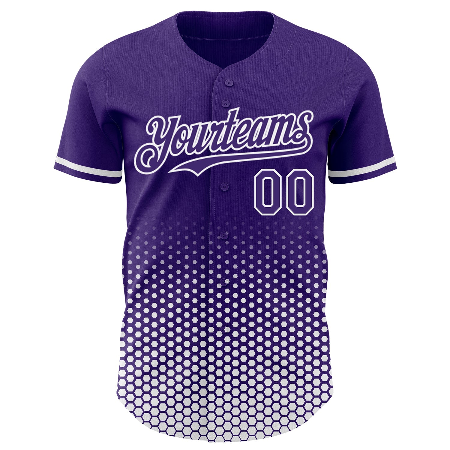 Custom Purple-White Geometric Hexagonal Dot Gradient Authentic Baseball Jersey