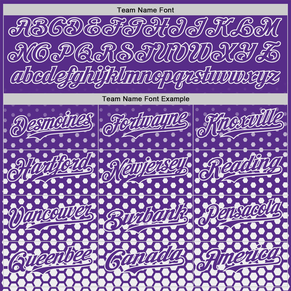 Custom Purple-White Geometric Hexagonal Dot Gradient Authentic Baseball Jersey