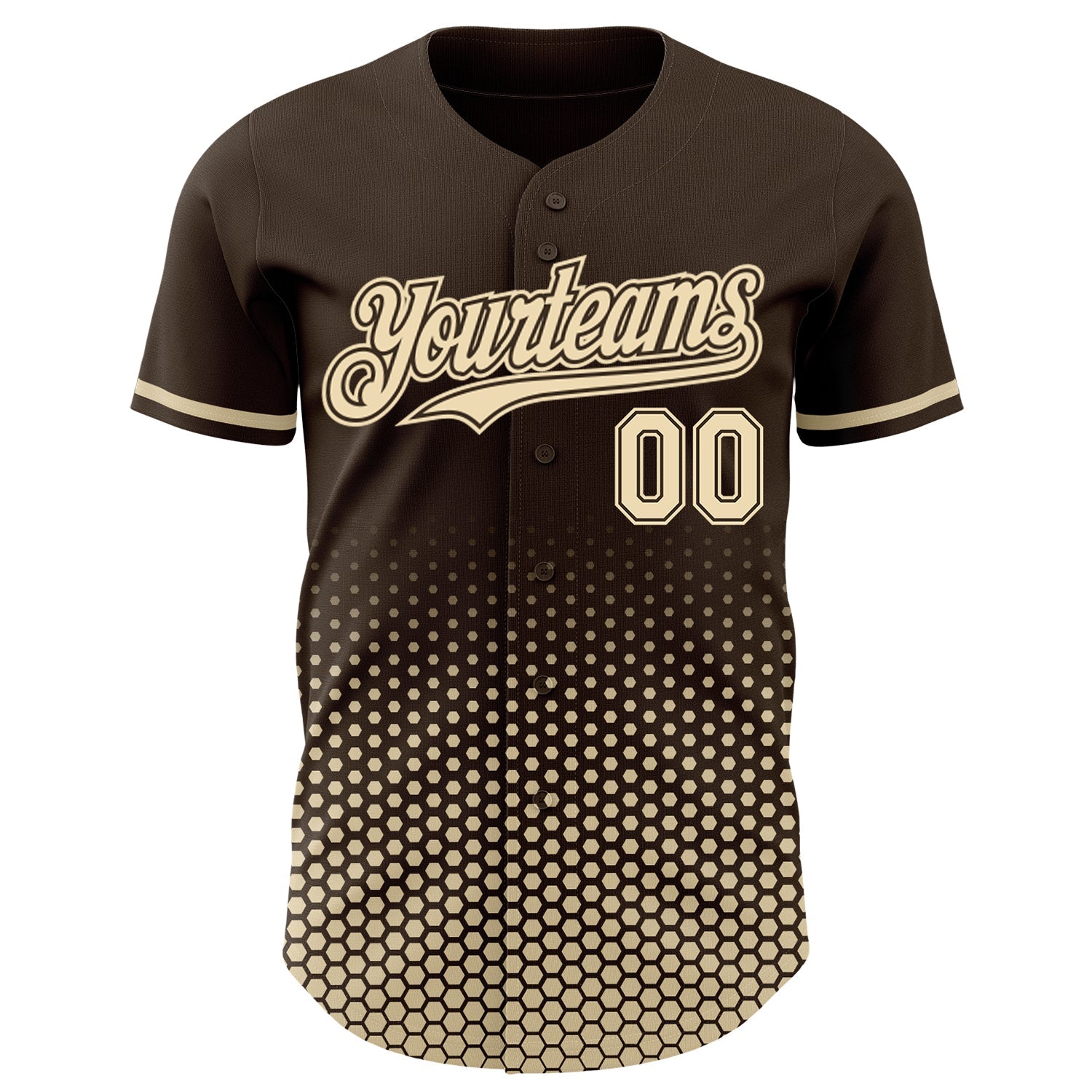Custom Brown-Cream Geometric Hexagonal Dot Gradient Authentic Baseball Jersey