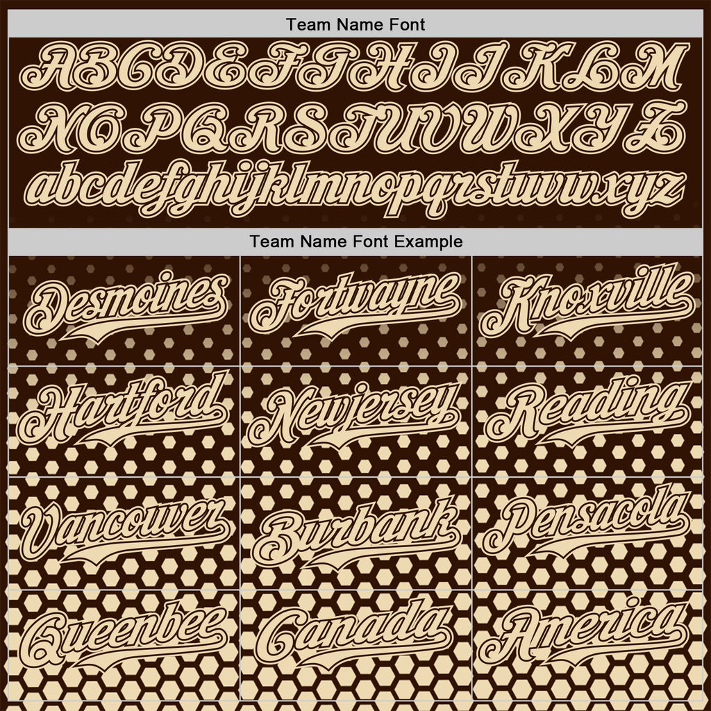Custom Brown-Cream Geometric Hexagonal Dot Gradient Authentic Baseball Jersey
