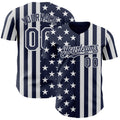 Custom Navy-White USA Flag Patriotic Split Stars and Stripes Authentic Baseball Jersey