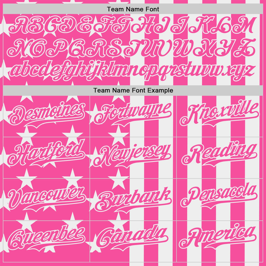 Custom Pink-White USA Flag Patriotic Split Stars and Stripes Authentic Baseball Jersey