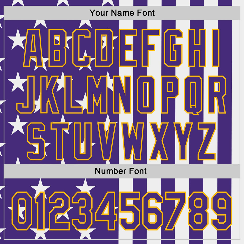 Custom Purple White-Gold USA Flag Patriotic Split Stars and Stripes Authentic Baseball Jersey
