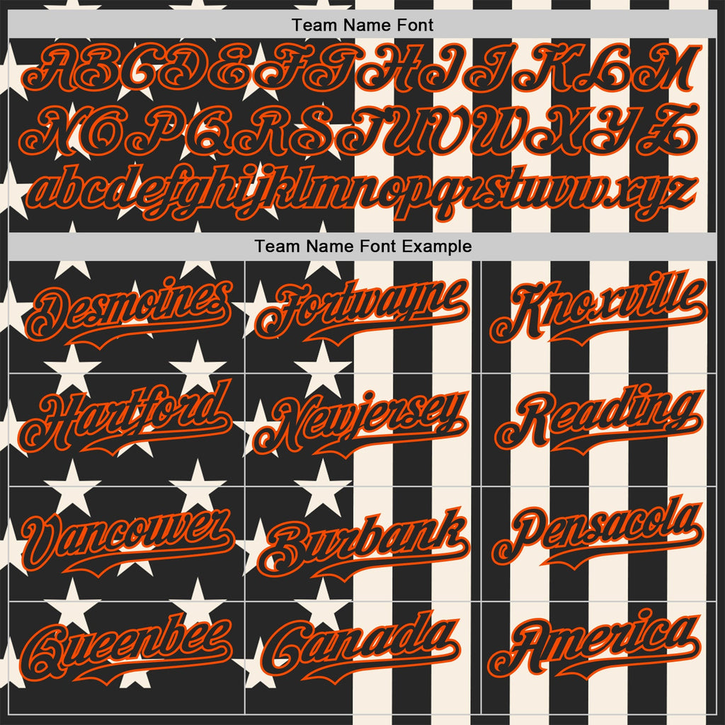 Custom Black Cream-Orange USA Flag Patriotic Split Stars and Stripes Authentic Baseball Jersey