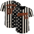 Custom Black Cream-Orange USA Flag Patriotic Split Stars and Stripes Authentic Baseball Jersey