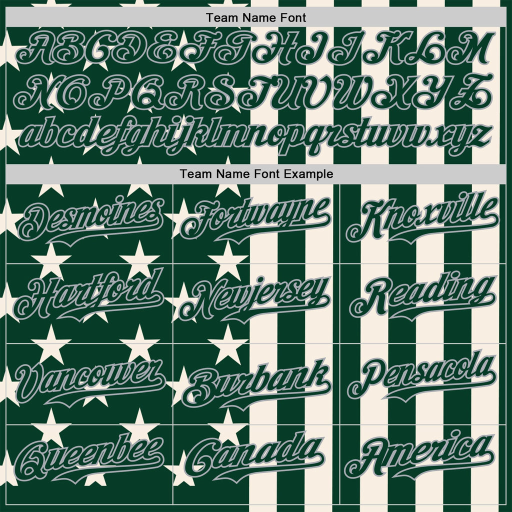 Custom Green Cream-Gray USA Flag Patriotic Split Stars and Stripes Authentic Baseball Jersey