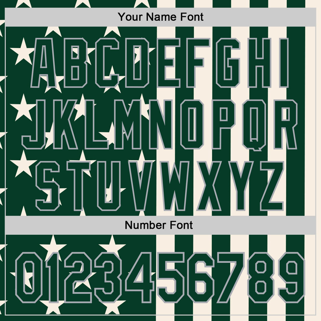 Custom Green Cream-Gray USA Flag Patriotic Split Stars and Stripes Authentic Baseball Jersey