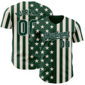 Custom Green Cream-Gray USA Flag Patriotic Split Stars and Stripes Authentic Baseball Jersey