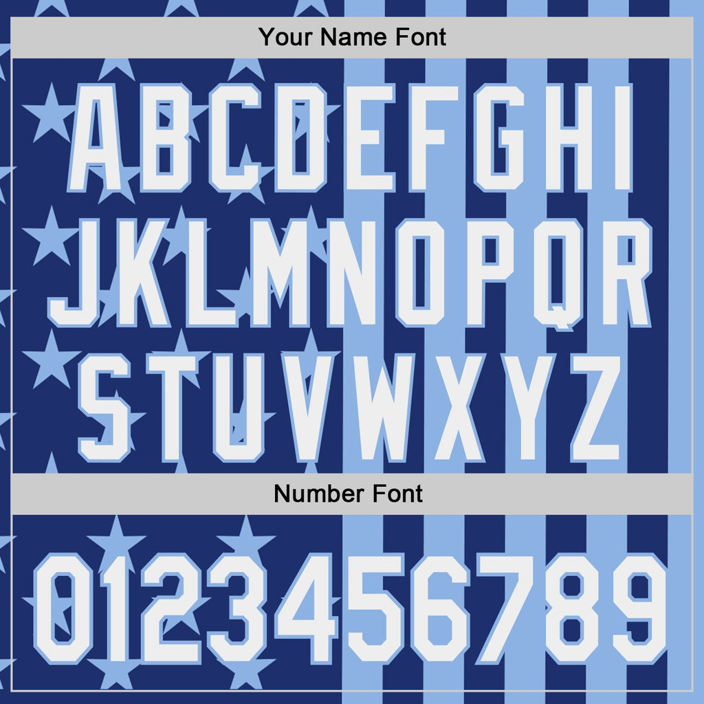 Custom Royal White-Light Blue USA Flag Patriotic Split Stars and Stripes Authentic Baseball Jersey
