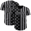 Custom Black-Gray USA Flag Patriotic Split Stars and Stripes Authentic Baseball Jersey