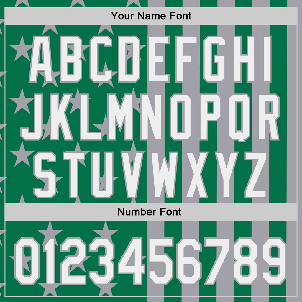 Custom Kelly Green White-Gray USA Flag Patriotic Split Stars and Stripes Authentic Baseball Jersey