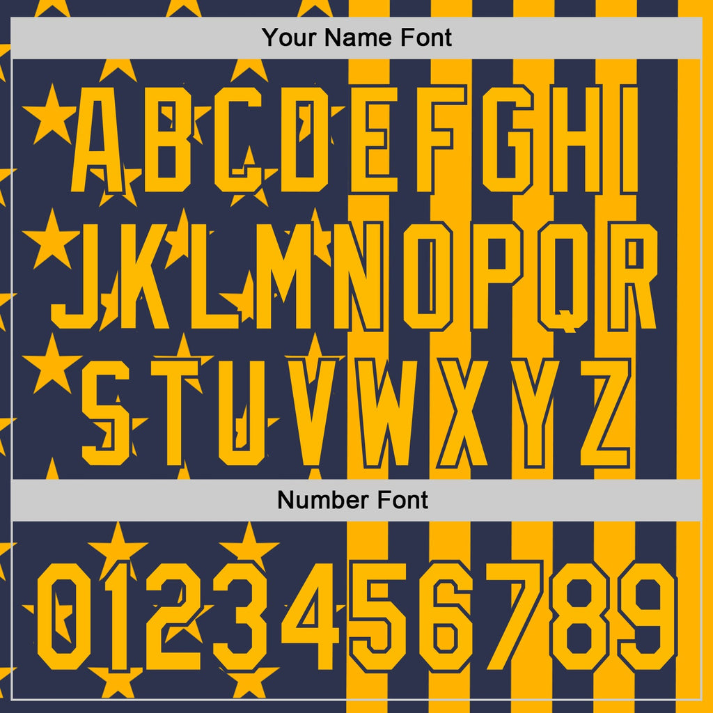 Custom Navy-Gold USA Flag Patriotic Split Stars and Stripes Authentic Baseball Jersey