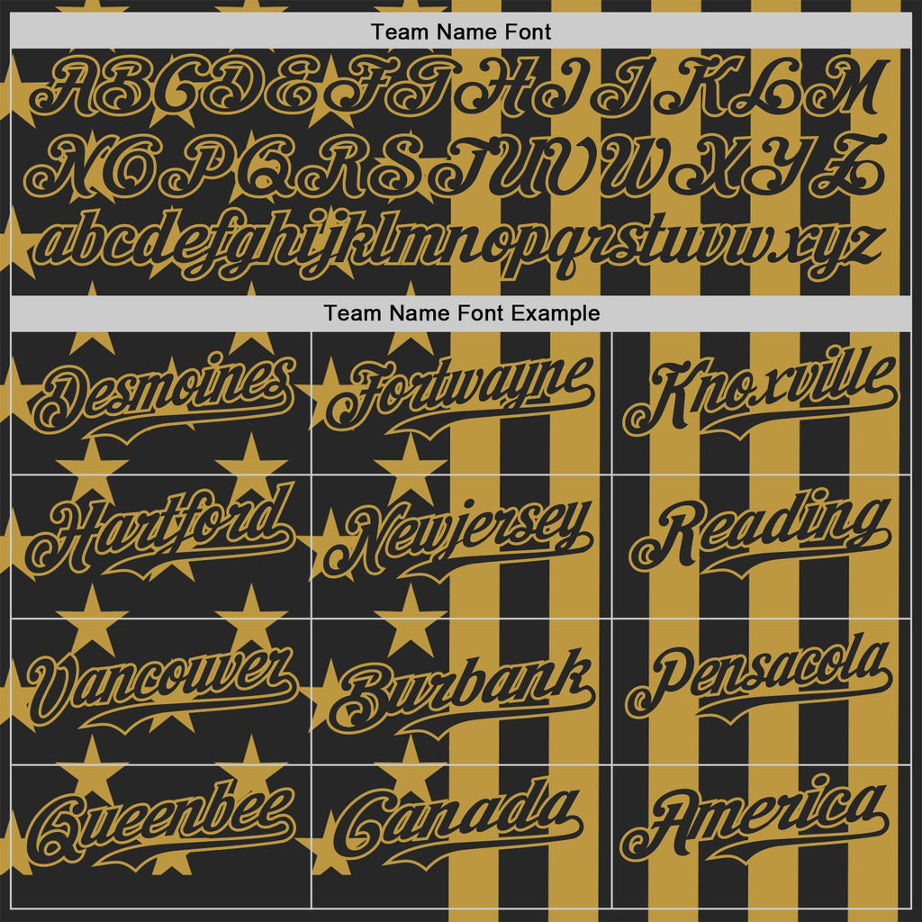Custom Black-Old Gold USA Flag Patriotic Split Stars and Stripes Authentic Baseball Jersey