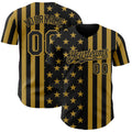 Custom Black-Old Gold USA Flag Patriotic Split Stars and Stripes Authentic Baseball Jersey