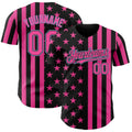 Custom Black Pink-Light Blue USA Flag Patriotic Split Stars and Stripes Authentic Baseball Jersey