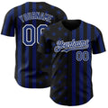 Custom Black Royal-White USA Flag Patriotic Split Stars and Stripes Authentic Baseball Jersey