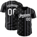 Custom Black White-Steel Gray USA Flag Patriotic Split Stars and Stripes Authentic Baseball Jersey