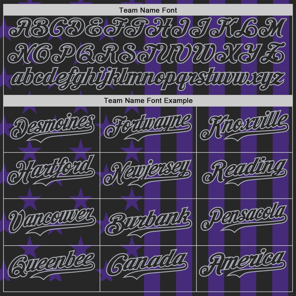 Custom Black Purple-Gray USA Flag Patriotic Split Stars and Stripes Authentic Baseball Jersey