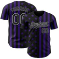 Custom Black Purple-Gray USA Flag Patriotic Split Stars and Stripes Authentic Baseball Jersey