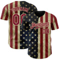 Custom Navy Crimson-City Cream Vintage USA Flag Patriotic Split Stars and Stripes Authentic Baseball Jersey