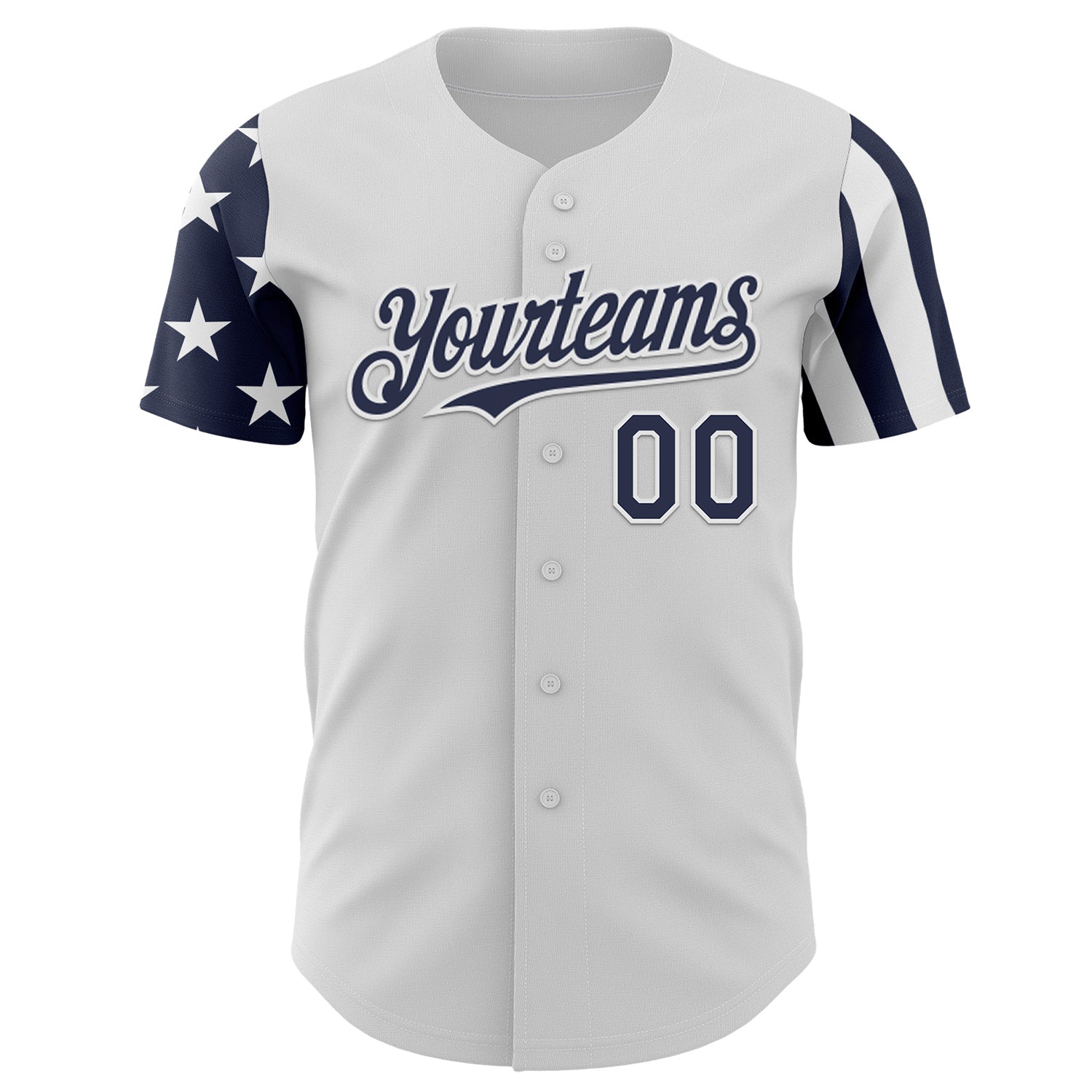 Custom White-Navy Two Tone USA Flag Sleeves Stars and Stripes Authentic Baseball Jersey
