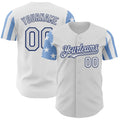 Custom White Light Blue-Royal Two Tone USA Flag Sleeves Stars and Stripes Authentic Baseball Jersey