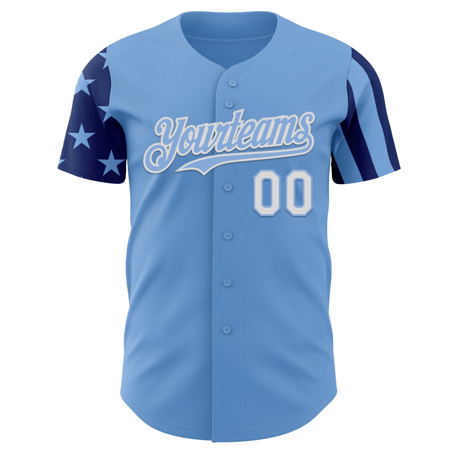 Custom Light Blue White-Royal Two Tone USA Flag Sleeves Stars and Stripes Authentic Baseball Jersey
