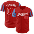 Custom Red Powder Blue-White Two Tone USA Flag Sleeves Stars and Stripes Authentic Baseball Jersey