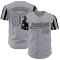 Custom Gray-Black Two Tone USA Flag Sleeves Stars and Stripes Authentic Baseball Jersey