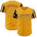 Custom Gold Black-White Two Tone USA Flag Sleeves Stars and Stripes Authentic Baseball Jersey