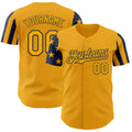 Custom Gold-Navy Two Tone USA Flag Sleeves Stars and Stripes Authentic Baseball Jersey