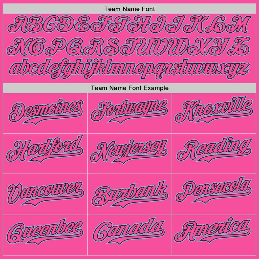 Custom Pink Black-Light Blue Two Tone USA Flag Sleeves Stars and Stripes Authentic Baseball Jersey