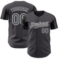 Custom Steel Gray Black-White Two Tone USA Flag Sleeves Stars and Stripes Authentic Baseball Jersey
