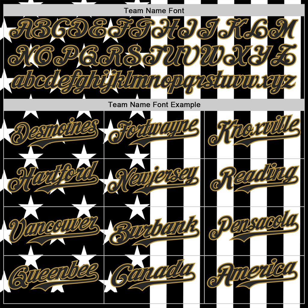 Custom Black White-Old Gold USA Flag Patriotic Split Stars and Stripes Authentic Baseball Jersey