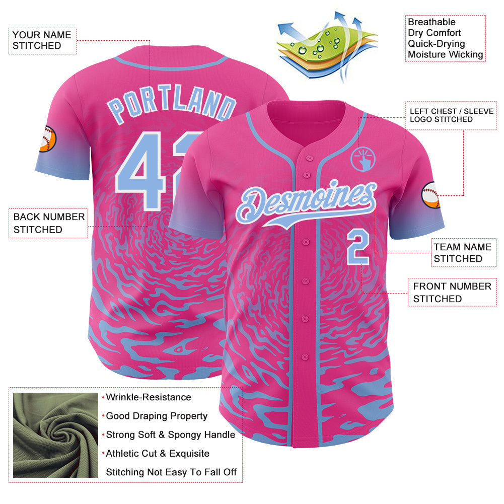 Custom Light Pink Black-White Ice Cream Waffle Foodie Dessert Authentic Baseball Jersey