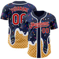 Custom Navy Red-White Ice Cream Waffle Foodie Dessert Authentic Baseball Jersey